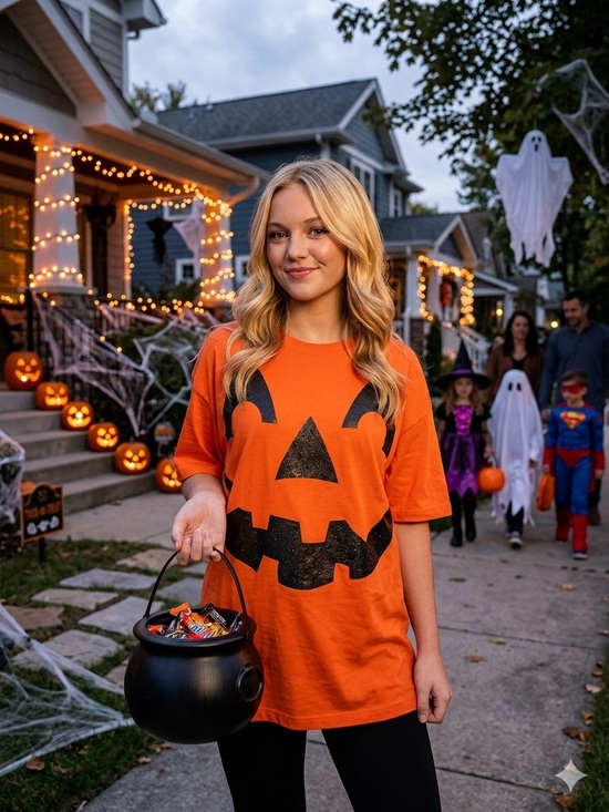 Tops - Pumpkin T-shirt with sparkly glittery shine